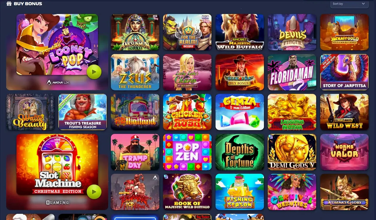 Dragonia Casino Spielauswahl